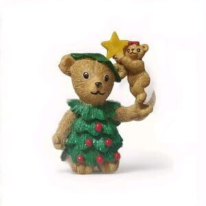 CLAIRE'S Vintage 1997 Christmas Tree Bear Star Top 3.5” Ornament Figurine